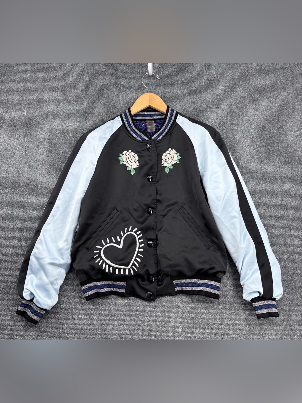 Coach X Keith Haring Reversible Satin Bomber Jacket Mixed Print Embroidery 6